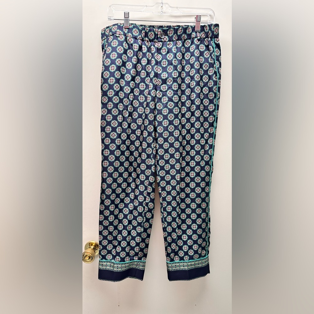 J Crew Silk Twill Foulard Floral Cropped Pant Size 8